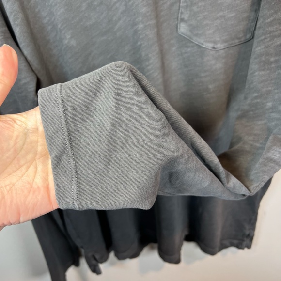 Marine Layer Mens Vintage Heavy Slub Polo Shirt Gray Long Sleeve Pocket Sz Large - Picture 5 of 9